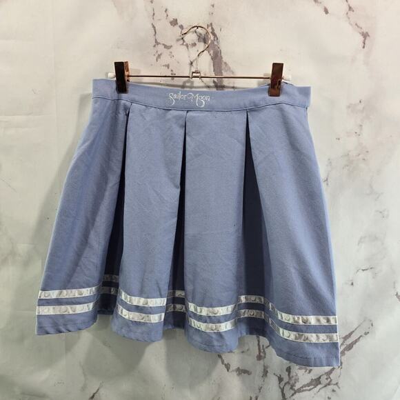 Sailor Moon Skirt Womens Medium Blue Mini Pleated Cheer Skater Round - Picture 1 of 12